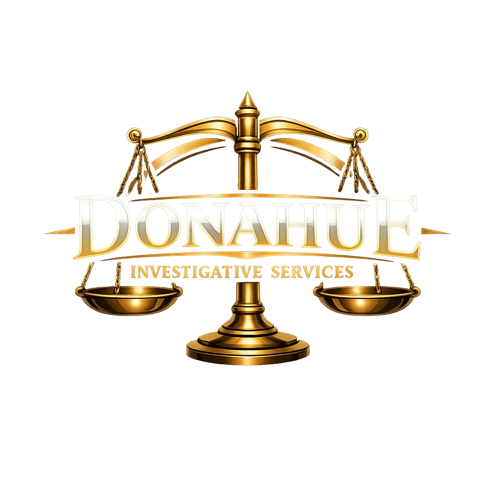 Donahue Investigative Services gold scales-of-justice logo
